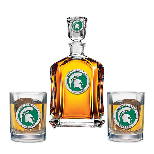 Michigan State University Capitol Decanter with 2 Glasses