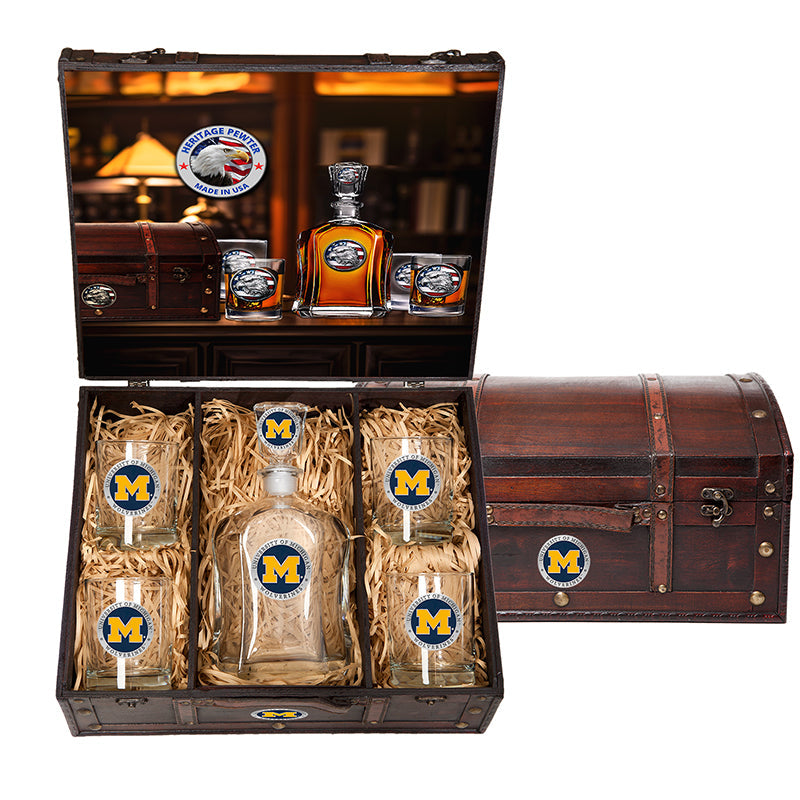 University of Michigan Capitol Decanter Chest Set
