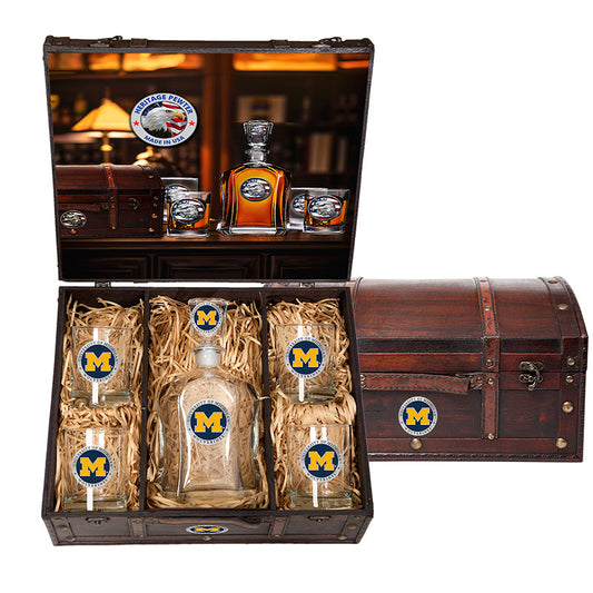 University of Michigan Capitol Decanter Chest Set