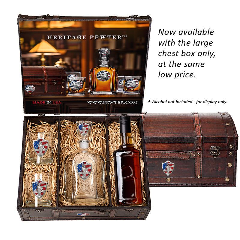 2023 Michigan Football Championship Capitol Decanter and 2 Glasses w/ Chest Box