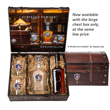 2023 Michigan Football Championship Capitol Decanter and 2 Glasses w/ Chest Box