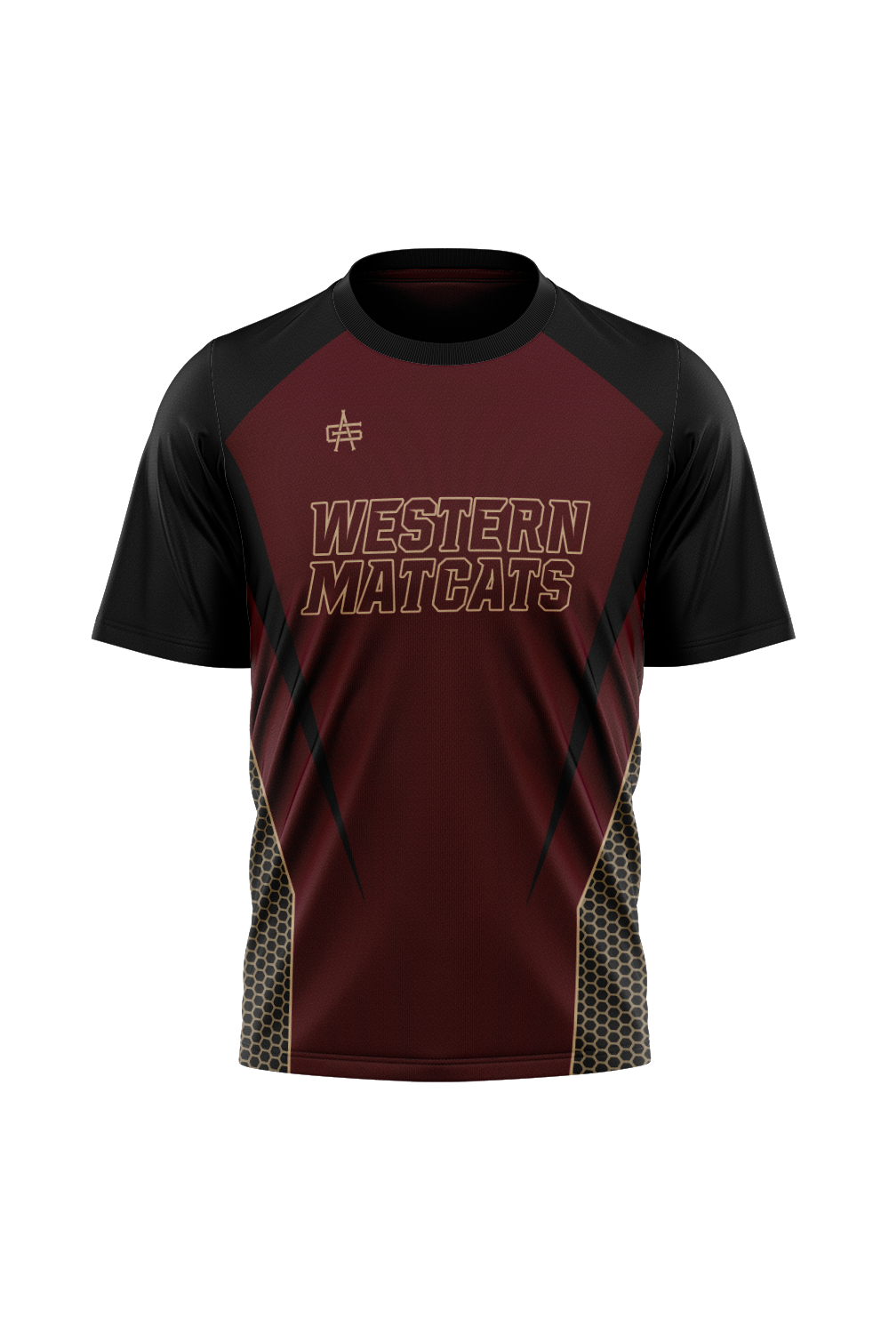 Parma Western MatCats Wrestling Sublimated Performance Short Sleeve Tee - Maroon