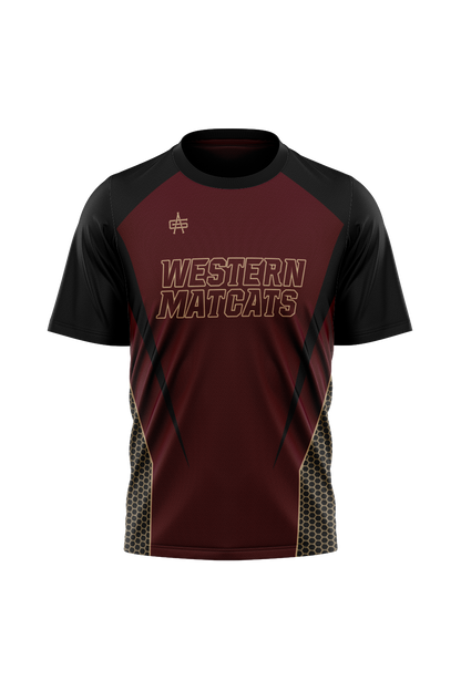 Parma Western MatCats Wrestling Sublimated Performance Short Sleeve Tee - Maroon