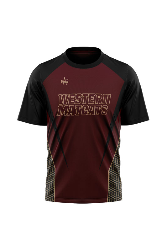 Parma Western MatCats Wrestling Sublimated Performance Short Sleeve Tee - Maroon