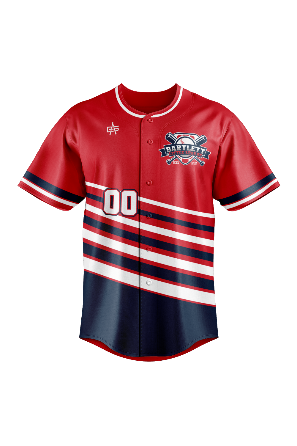 Bartlett Little League Sublimated Baseball Full Button Jersey V4