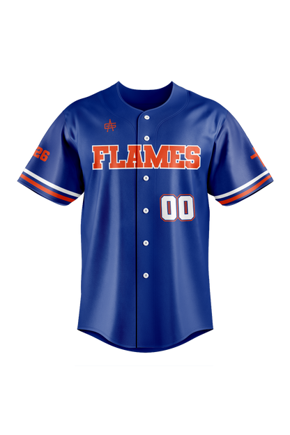 Flames MI Sublimated Baseball Full Button Jersey