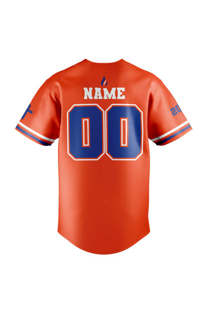 Flames MI Sublimated Baseball Full Button Jersey- Orange
