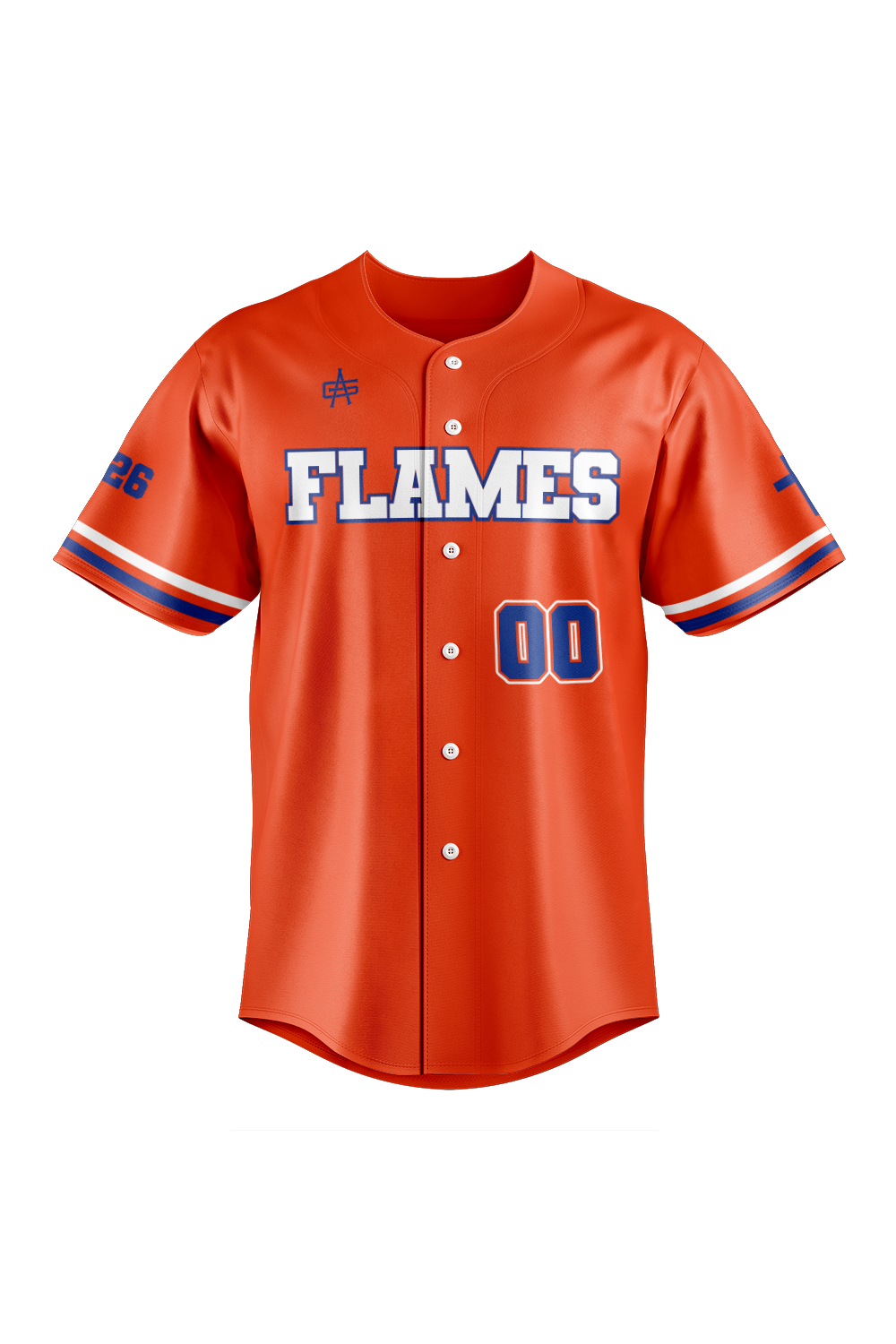 Flames MI Sublimated Baseball Full Button Jersey- Orange