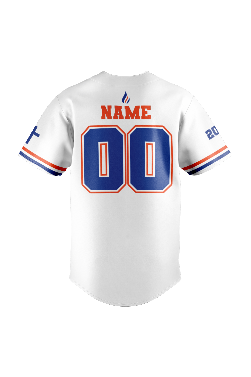 Flames MI Sublimated Baseball Full Button Jersey- White