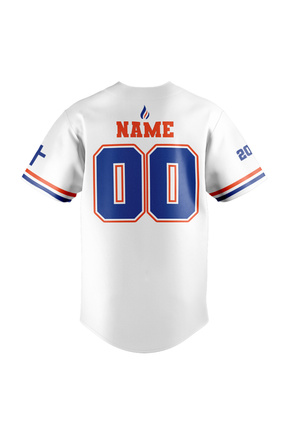 Flames MI Sublimated Baseball Full Button Jersey- White