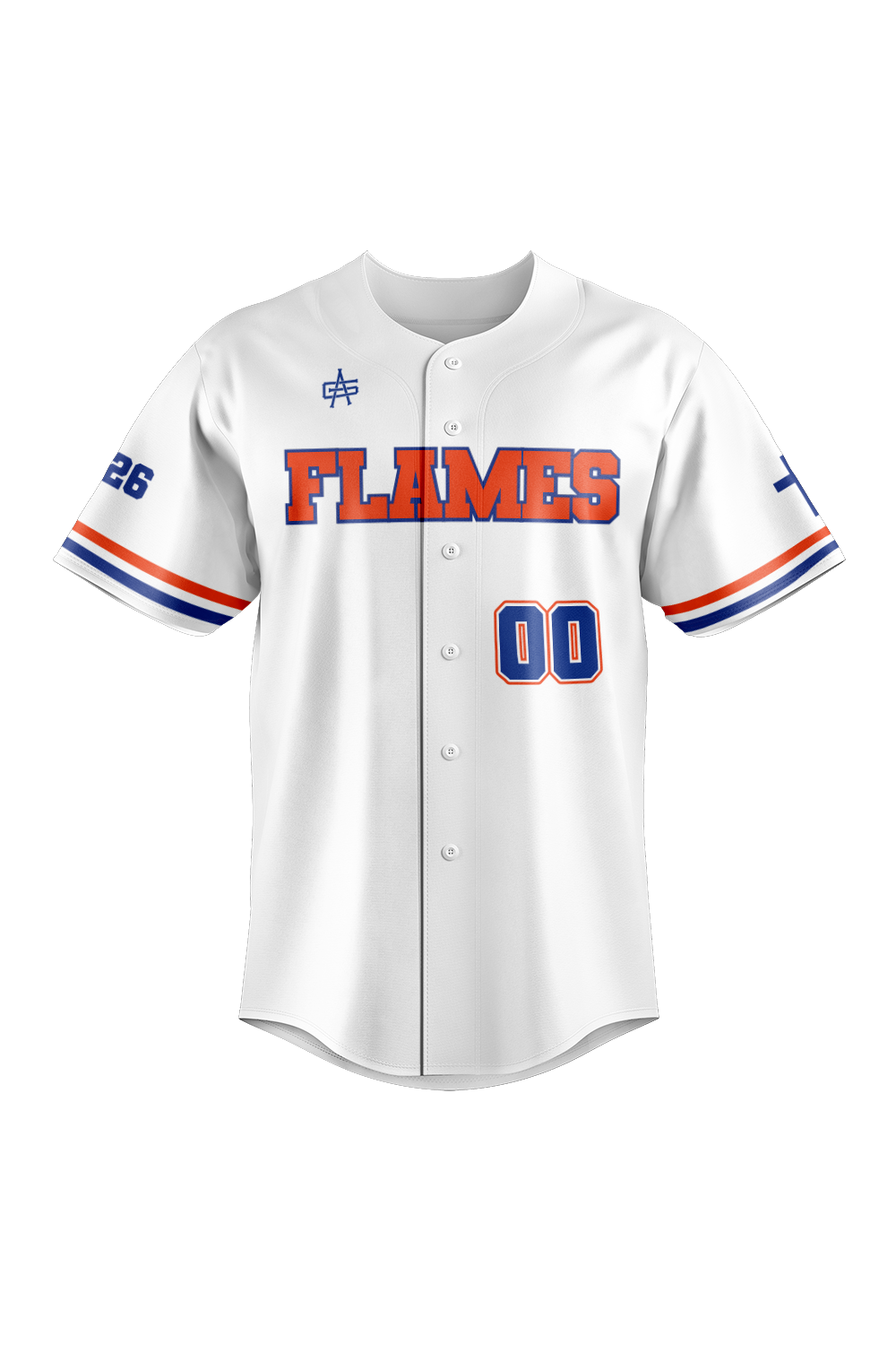 Flames MI Sublimated Baseball Full Button Jersey- White