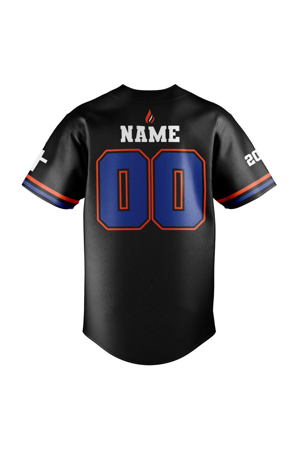 Flames MI Sublimated Baseball Full Button Jersey- Black
