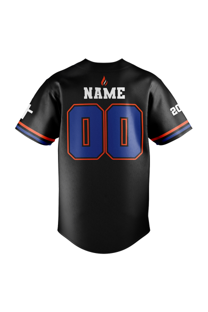 Flames MI Sublimated Baseball Full Button Jersey- Black
