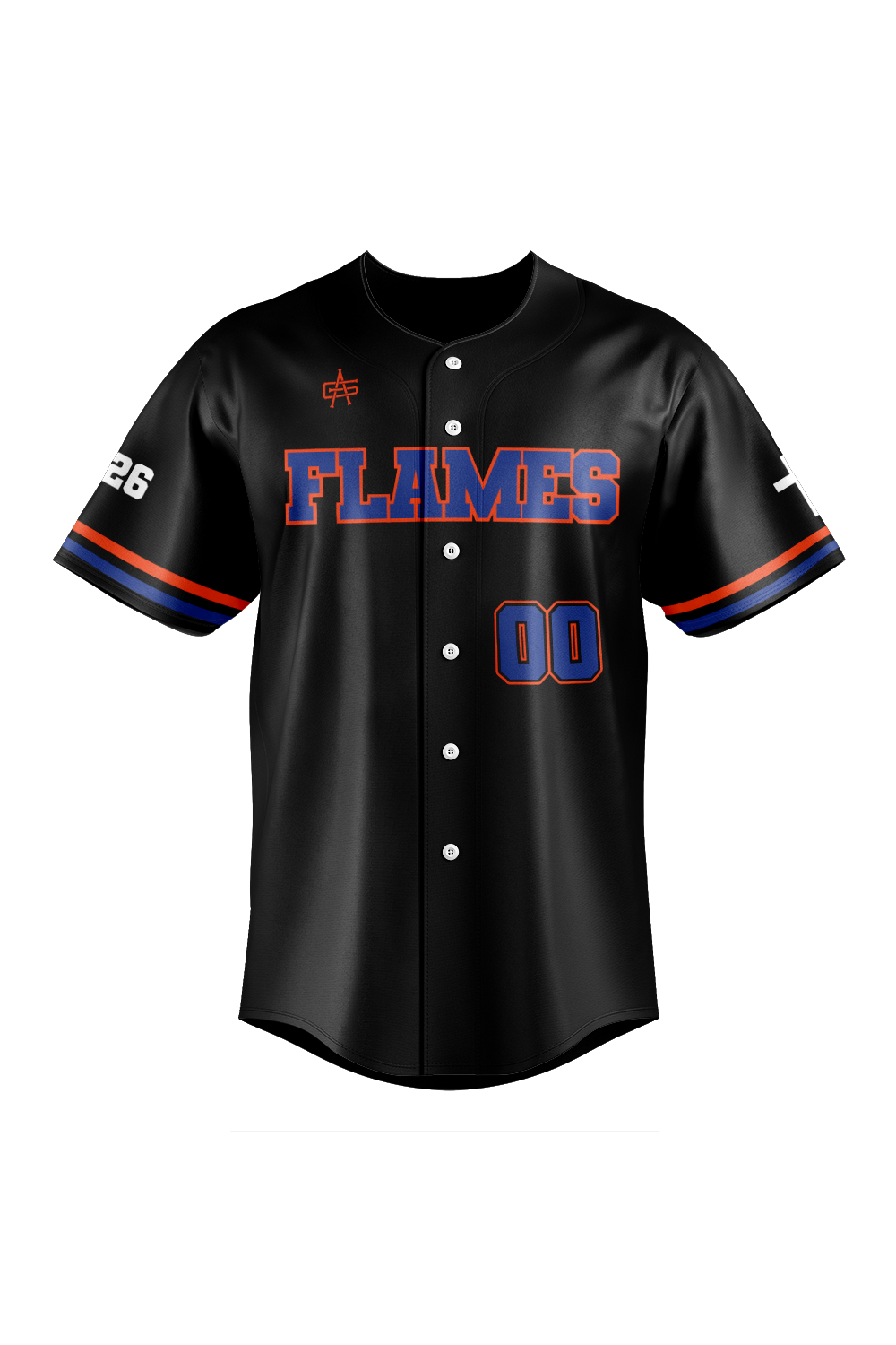 Flames MI Sublimated Baseball Full Button Jersey- Black
