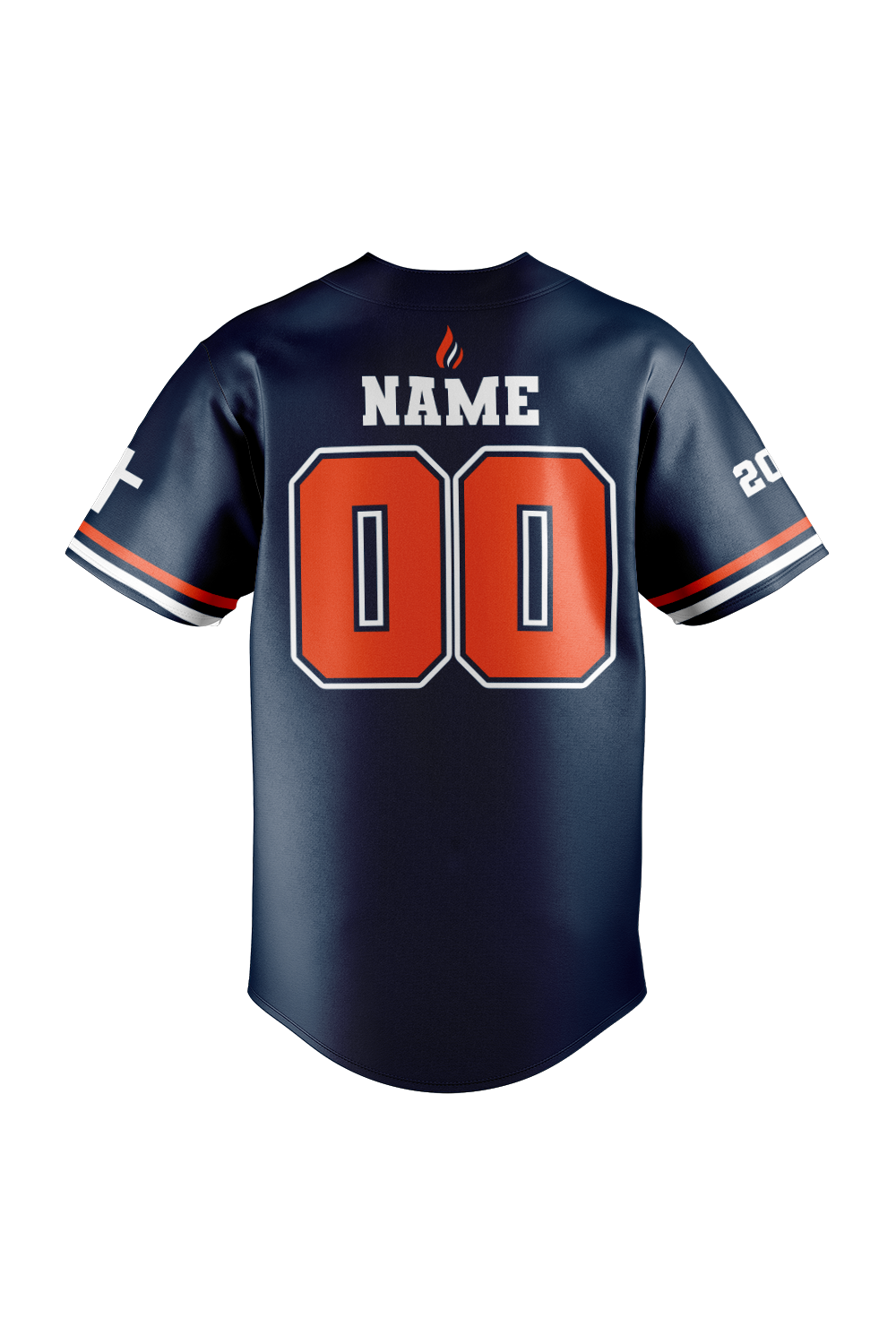 Flames MI Sublimated Baseball Full Button Jersey- Navy