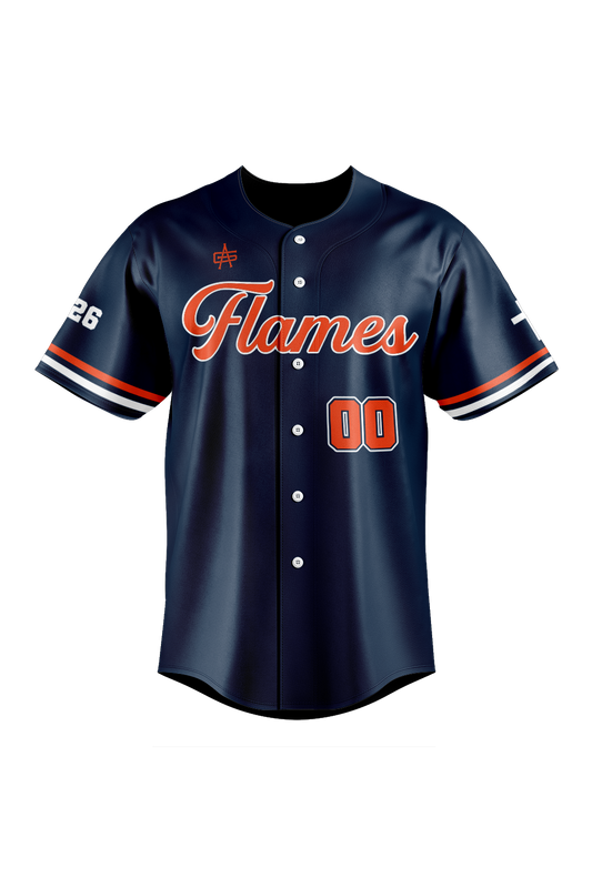 Flames MI Sublimated Baseball Full Button Jersey