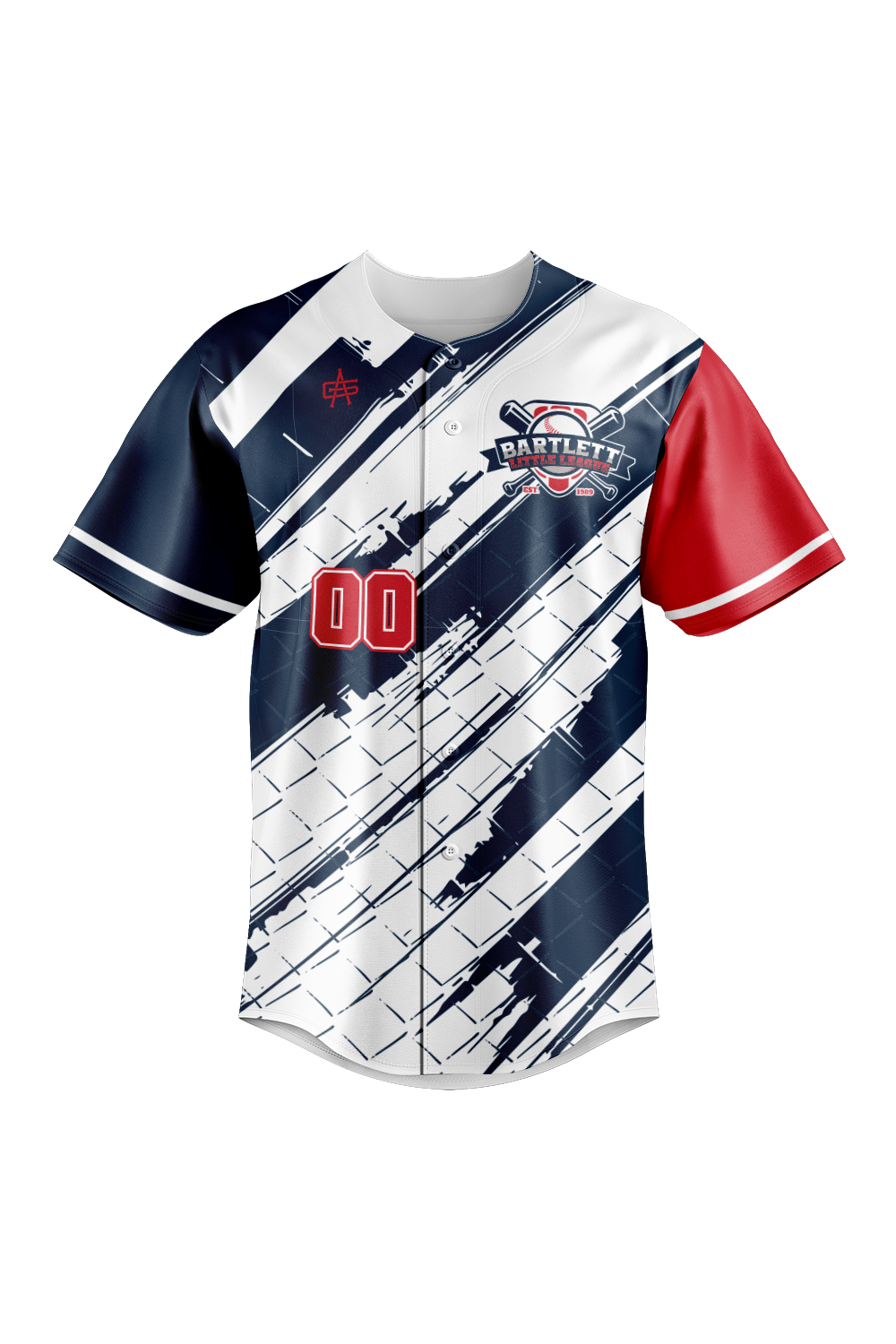 Bartlett Little League Sublimated Baseball Full Button Jersey V3