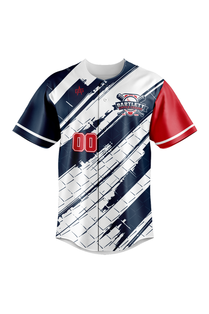 Bartlett Little League Sublimated Baseball Full Button Jersey V3