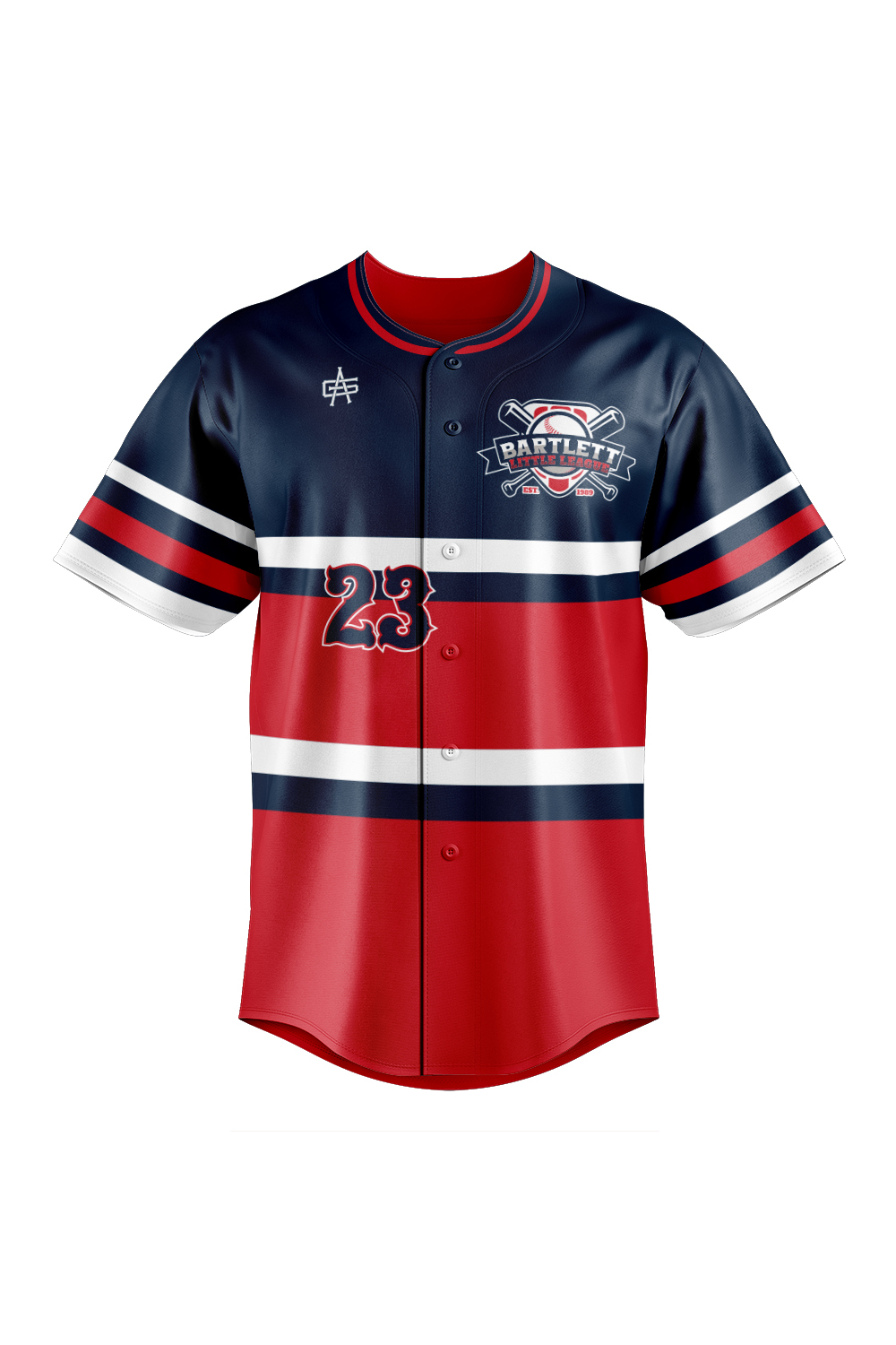 Bartlett Little League Sublimated Baseball Full Button Jersey V1