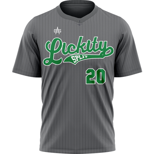 Lickity Split Softball Gray V Neck