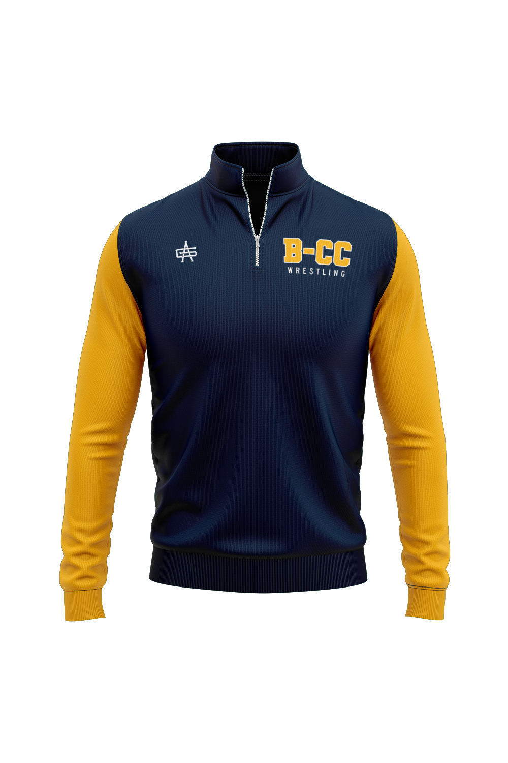 B-CC High School Wrestling Sublimated Performance Quarter Zip - Gold