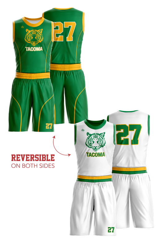 Tacoma Tigers Basketball Sublimated Reversible Jersey/Shorts Combo