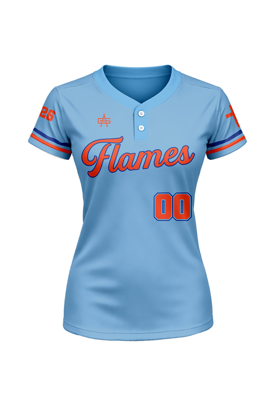 Flames MI Softball Sublimated Two Button Jersey