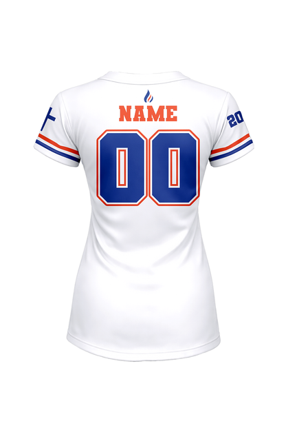 Flames MI Softball Sublimated Two Button Jersey- White