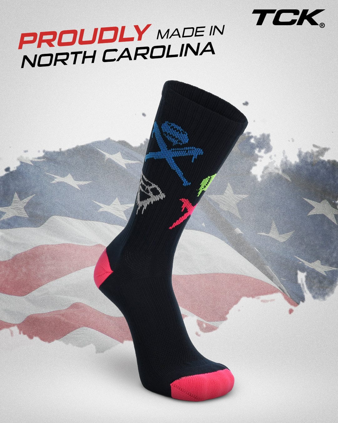 TCK After-Glow Graffiti Neon Baseball Crew Socks